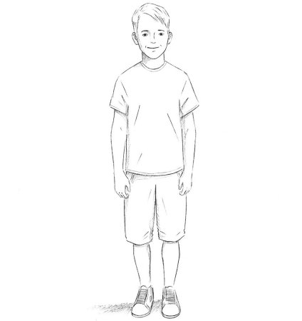 Мальчик в полный рост карандашом