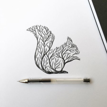 Рисунки чёрной гелевой ручкой
