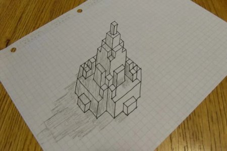 Рисование объемных фигур по клеточкам
