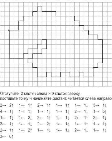 Диктант по клеточкам для дошкольников сложные