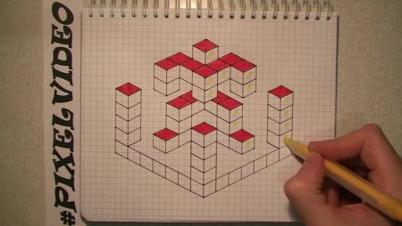 Рисование объемных фигур по клеточкам