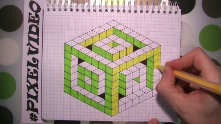 Рисование объемных фигур по клеточкам
