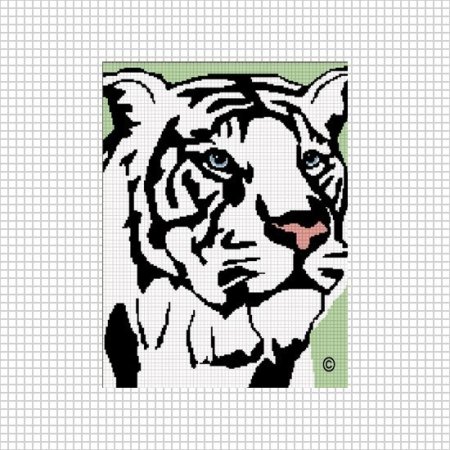 Схема вышивки тигр монохром