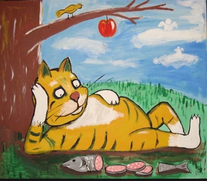 День гуляющий сам по себе картинки. Вася Ложкин. Кот под деревом рисунок. Кот Ложкин. Вася Ложкин коты.