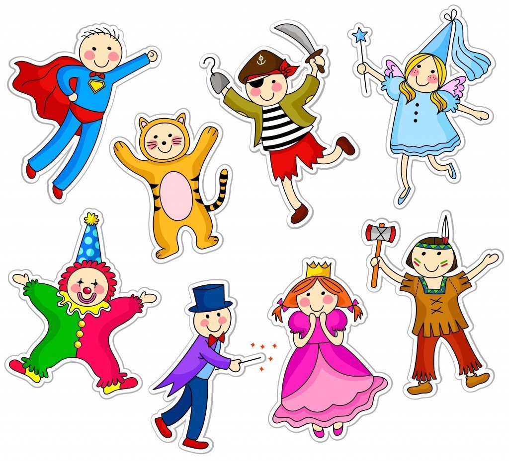 Дети в карнавальных костюмах иллюстрация
