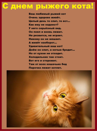 Стих про рыжего кота