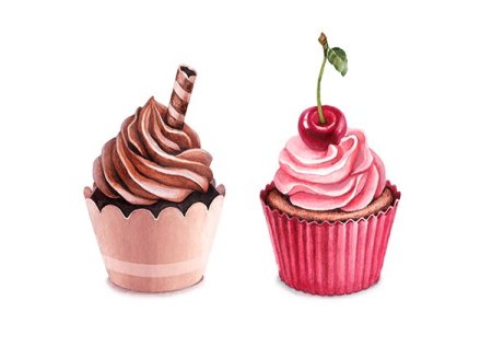 Капкейк с вишней акварелью