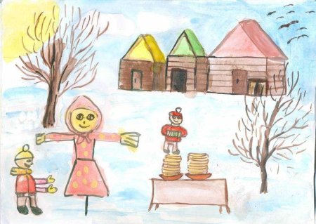 Масленица рисунок в школу