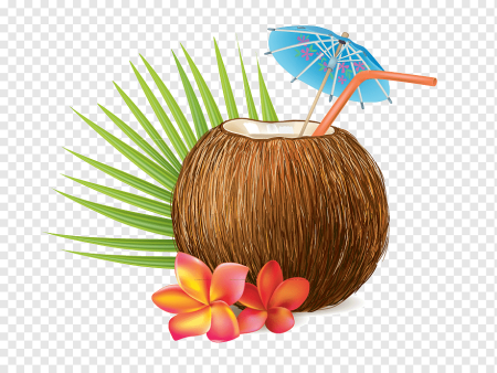 Кокос с трубочкой вектор