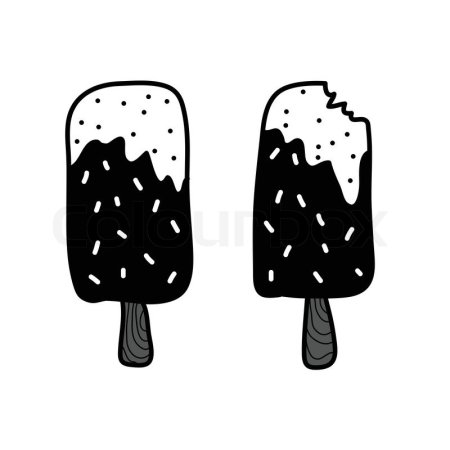 Мороженое на палочке черно белое
