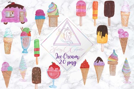 Много рисунков мороженка