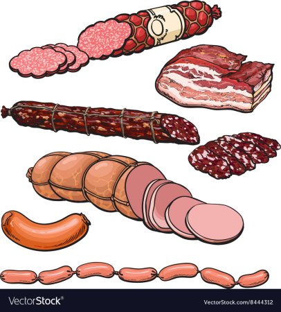 Колбаса сосиски вектор