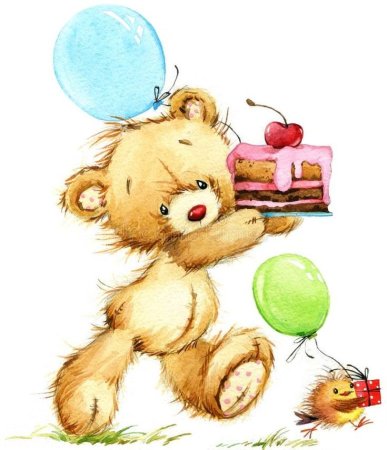 Мишка акварелью для детей