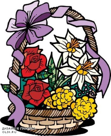 Корзина с цветами рисунок