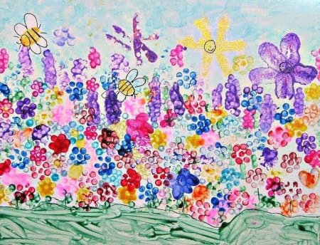 Цветочная Поляна рисование ватными палочками