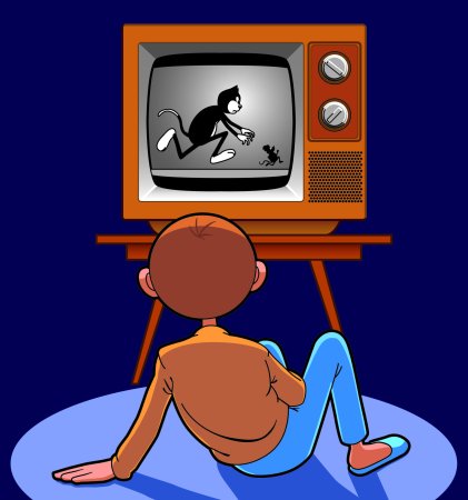 Мальчик у телевизора мультяшный