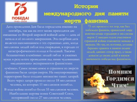 День памяти жертв фашизма 2020