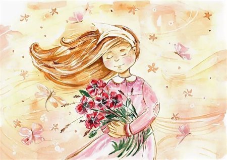 Женский день акварель
