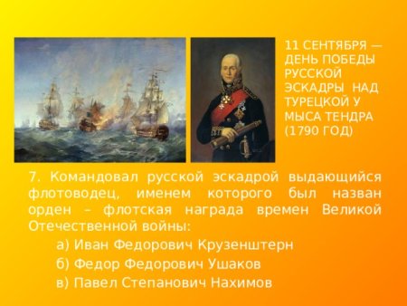 День Победы русской эскадры над турецкой эскадрой у мыса Тендра