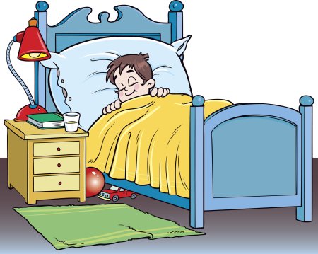 Мальчик спит и проснулся