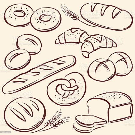 Раскраска хлебобулочные изделия