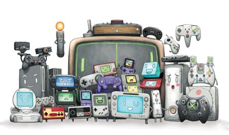 Куча ретро игровых приставок