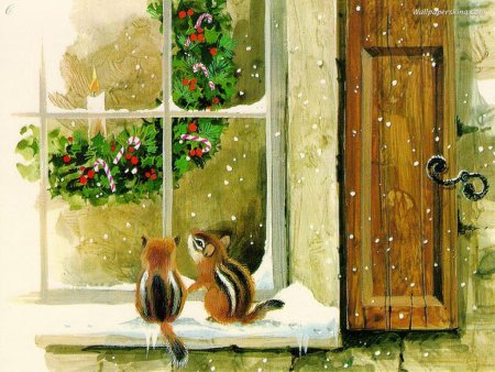 Новогодние пейзажи на окна