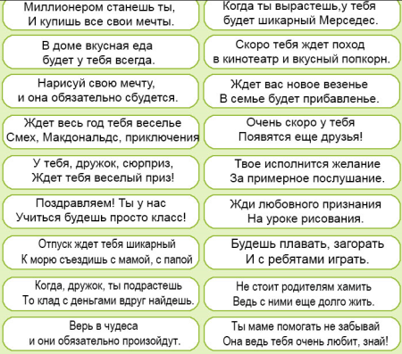 Фразы для печенья с предсказаниями
