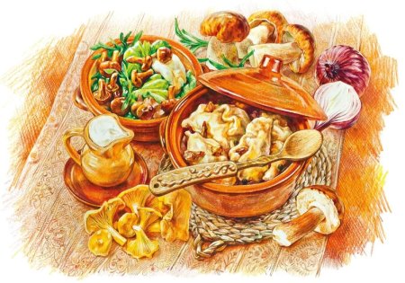 Иллюстрации русская кухня