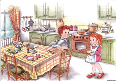 Сюжетная картина посуда на кухне