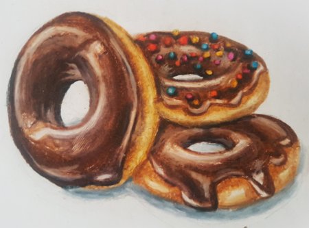 Пончики на тарелке нарисовать