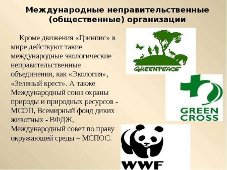 Международные организации охраны природы Гринпис