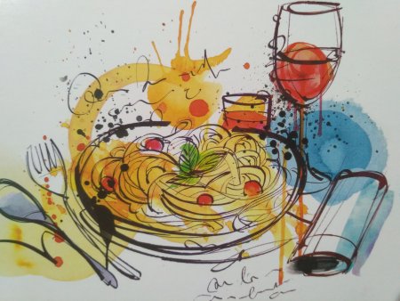 Рисованная итальянская еда