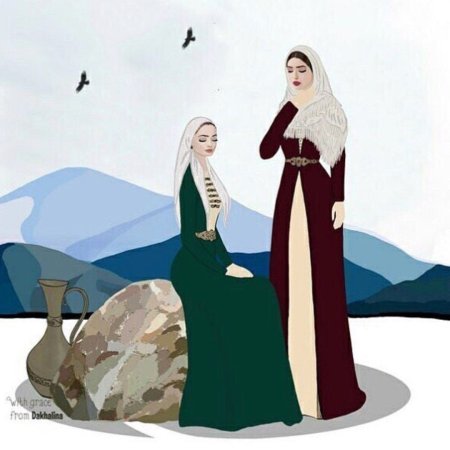 Чеченская девушка с кувшином