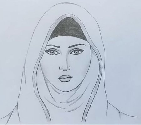 Нарисовать девушку в хиджабе портрет