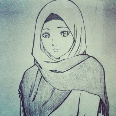 Девушка в хиджабе карандашом