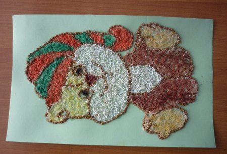 Аппликация из Крашеного риса