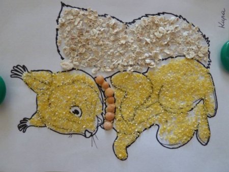 Аппликация с крупой в детском саду