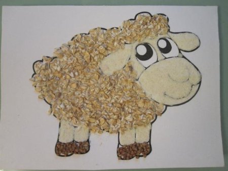 Аппликация из крупы для детей