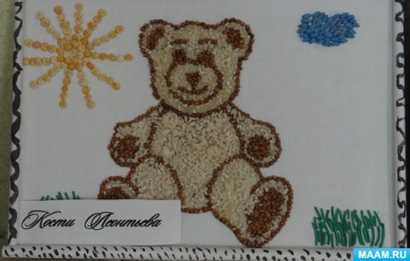 Поделка медведь из крупы