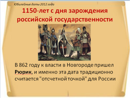 Зарождение Российской государственности год