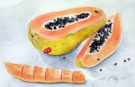 Папайя акварель