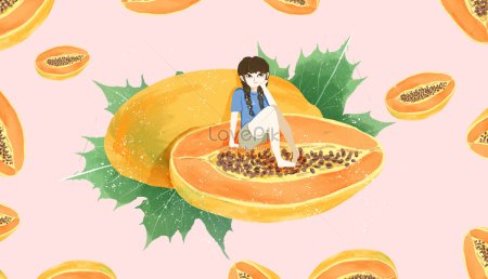 Арт девушка с папайей