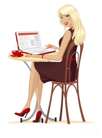 Девушка в офисе нарисованная
