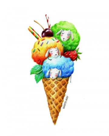 Мороженое цветными карандашами