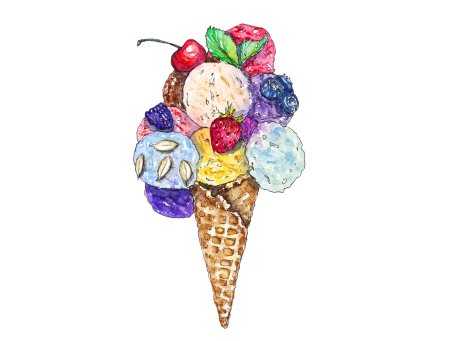 Мороженое акварелью шарики