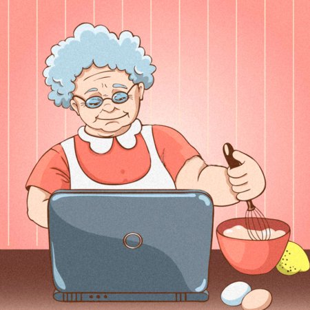 Мультяшная современная бабушка