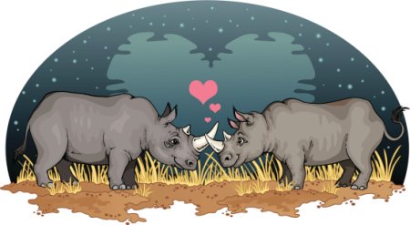 Влюблённый носорог вектор клипарт