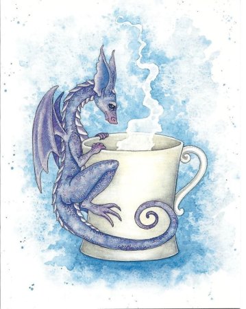 Дракон с чашкой чая