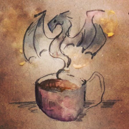 Рисунок дракона на крафтовой бумаге углем и мелом